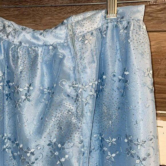 Creative Touch Evening Wear Maxi Skirt Set, Powder Blue , Floral Lace, Size S - Picture 11 of 14